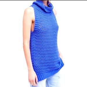 Sleeveless dress sweater - size M Free people royal blue cowl neck New with tags
